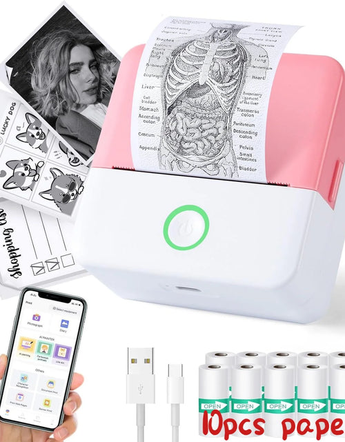 Load image into Gallery viewer, Mini Bluetooth Photo Printer with 10 Rolls Printing Paper
